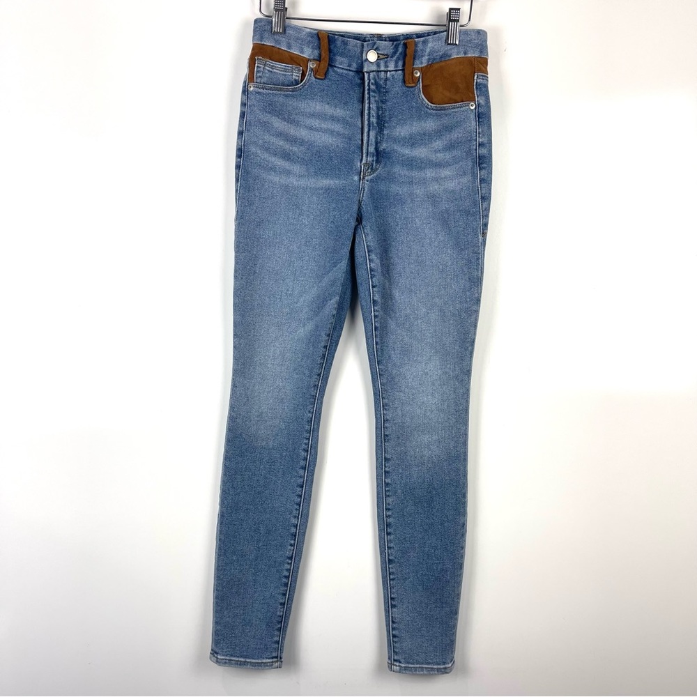Good American Good Legs Brown Suede Mix Skinny Jeans Size 0/25